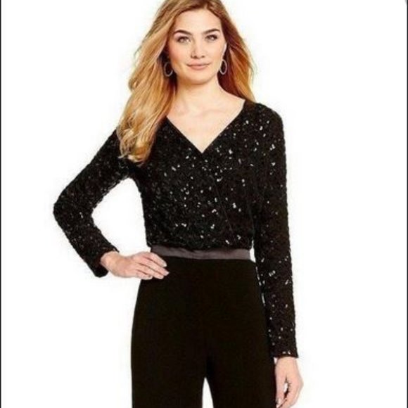 Gibson Latimer Black Jumpsuit Sequin 14 Gatsby - Picture 2 of 8